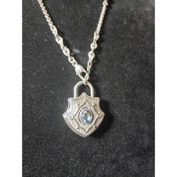 Brighton Love Padlock Silver Long Necklace - Picture 1 of 6